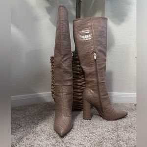 Tan Billini faux crocodile boots